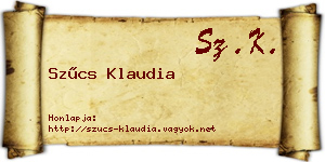 Szűcs Klaudia névjegykártya