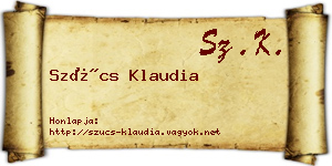 Szűcs Klaudia névjegykártya